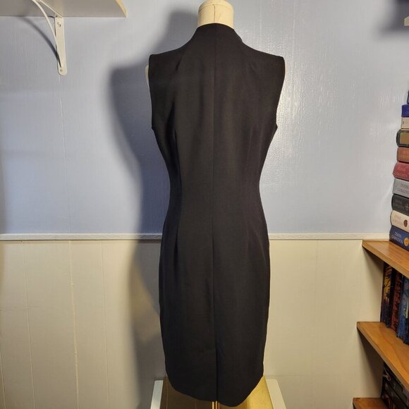 Calvin Klein Medium Classic Black Mid Neck Sleeveless Zippered Timeless Dress - Picture 5 of 8